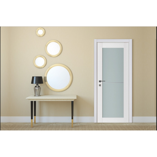 Nova Triplex 046 White Wood Lacquered Modern Interior Door