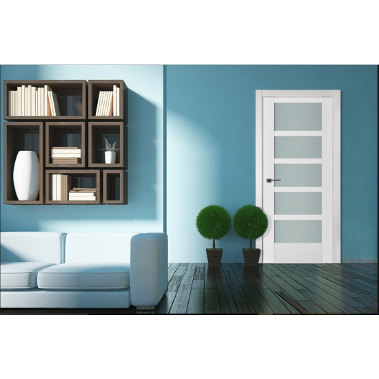 Nova Triplex 061 White Wood Lacquered Modern Interior Door