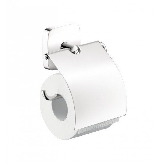 Hansgrohe 41508000 PuraVida 6 1/8" Toilet Paper Holder with Cover in Chrome