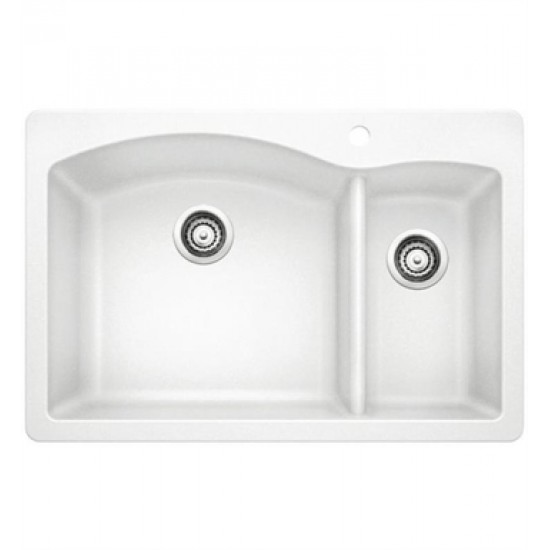 Blanco 440200 Diamond 33" Double Bowl Undermount Silgranit Kitchen Sink in White
