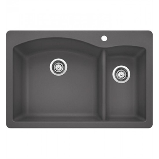 Blanco 441464 Diamond 33" Double Bowl Undermount Silgranit Kitchen Sink in Cinder