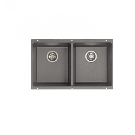 Blanco 516319 Precis 29 3/4" Double Bowl Undermount Silgranit Kitchen Sink in Metallic Gray