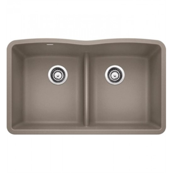 Blanco 442072 Diamond 32" Double Bowl Undermount Silgranit Kitchen Sink with Low Divide in Truffle