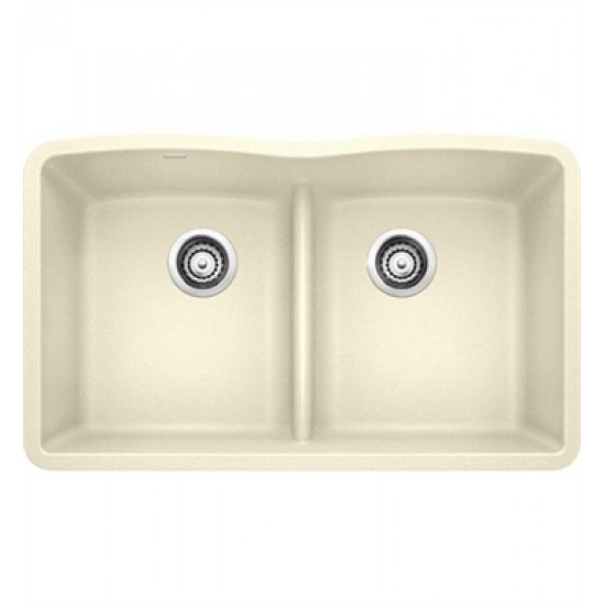 Blanco 442076 Diamond 32" Double Bowl Undermount Silgranit Kitchen Sink with Low Divide in Biscuit