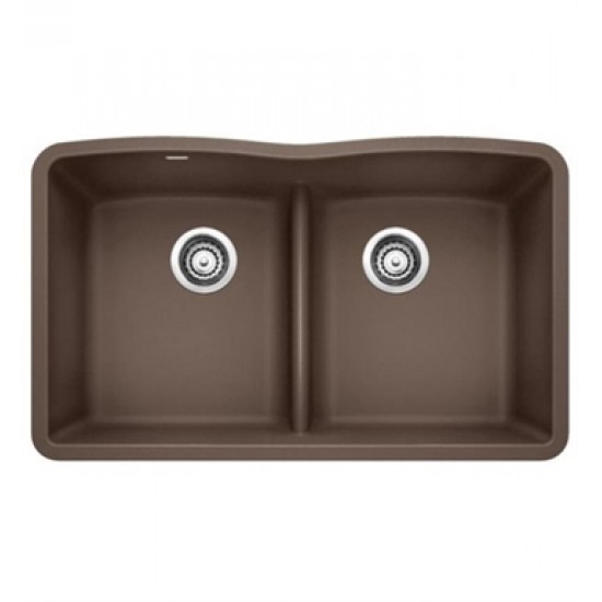 Blanco 442078 Diamond 32" Double Bowl Undermount Silgranit Kitchen Sink with Low Divide in Cafe Brwon