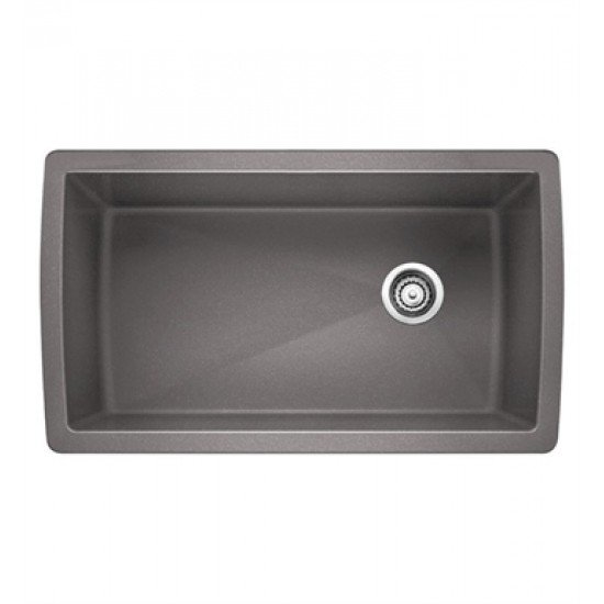 Blanco 441770 Diamond 33 1/2" Single Bowl Undermount Silgranit Kitchen Sink in Metallic Gray
