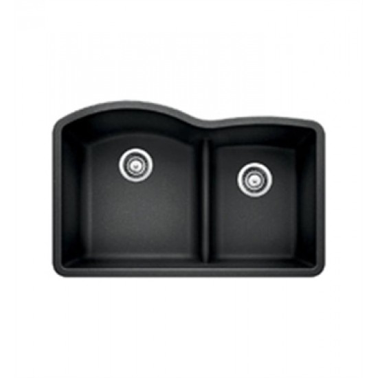 Blanco 441590 Diamond 32" Double Bowl Undermount Silgranit Kitchen Sink with Low Divide in Anthracite