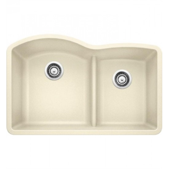 Blanco 441594 Diamond 32" Double Bowl Undermount Silgranit Kitchen Sink with Low Divide in Biscuit