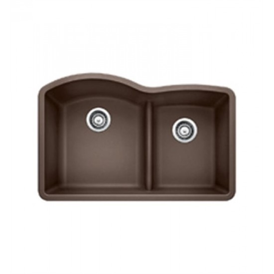 Blanco 441597 Diamond 32" Double Bowl Undermount Silgranit Kitchen Sink with Low Divide in Cafe Brown
