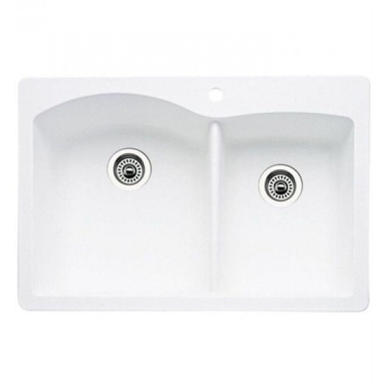 Blanco 440216 Diamond 33" Double Bowl Undermount Silgranit Kitchen Sink in White