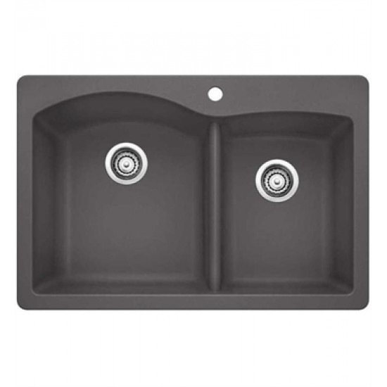 Blanco 441465 Diamond 33" Double Bowl Undermount Silgranit Kitchen Sink in Cinder