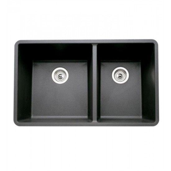 Blanco 441128 Precis 33" Double Bowl Undermount Silgranit Kitchen Sink in Anthracite