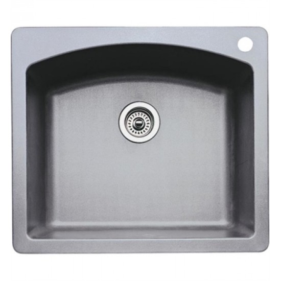 Blanco 440209 Diamond 25" Single Bowl Drop In Silgranit Kitchen Sink in Metallic Gray
