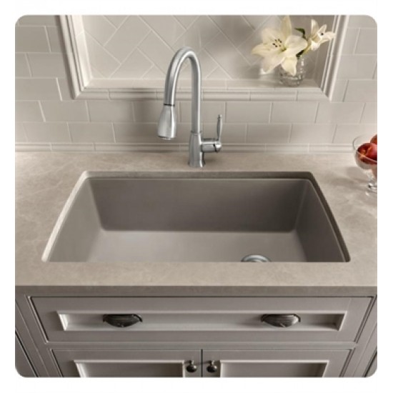 Blanco 440193 Diamond 32 1/2" Single Bowl Undermount Silgranit Kitchen Sink in Metallic Gray