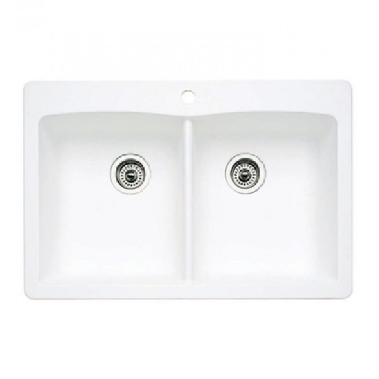 Blanco 440221 Diamond 33" Double Bowl Undermount Silgranit Kitchen Sink in White