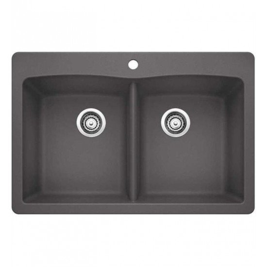Blanco 441466 Diamond 33" Double Bowl Undermount Silgranit Kitchen Sink in Cinder