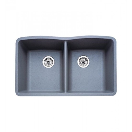 Blanco 440183 Diamond 32" Double Bowl Undermount Silgranit Kitchen Sink in Metallic Gray