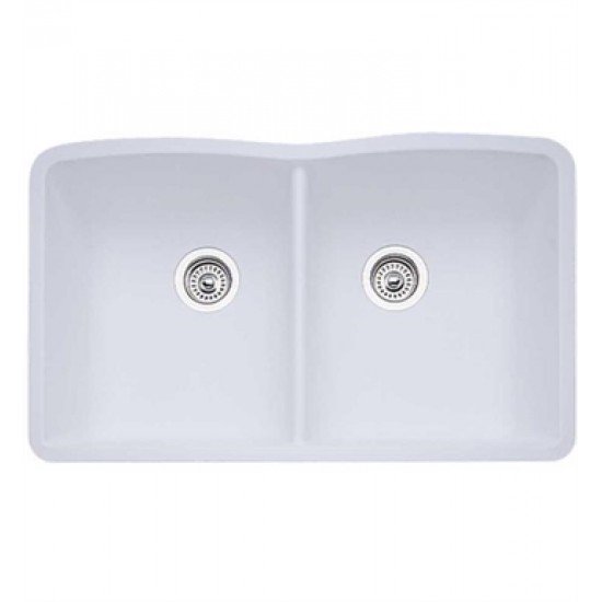 Blanco 440185 Diamond 32" Double Bowl Undermount Silgranit Kitchen Sink in White