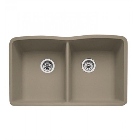 Blanco 441286 Diamond 32" Double Bowl Undermount Silgranit Kitchen Sink in Truffle