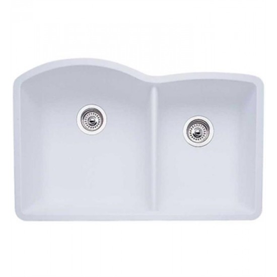Blanco 440180 Diamond 32" Double Bowl Undermount Silgranit Kitchen Sink in White