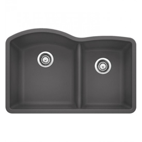 Blanco 441469 Diamond 32" Double Bowl Undermount Silgranit Kitchen Sink in Cinder