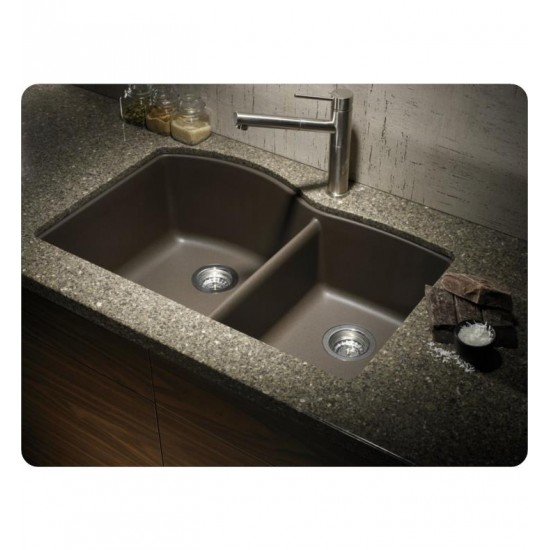 Blanco 440177 Diamond 32" Double Bowl Undermount Silgranit Kitchen Sink in Cafe Brown