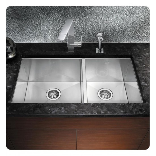 Blanco 515821 Precision 33" Double Bowl Undermount Steelart kitchen Sink in Polished Satin