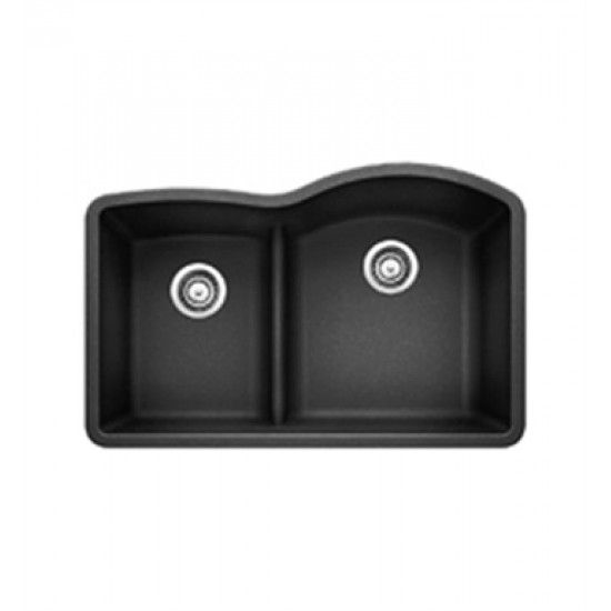 Blanco 441598 Diamond 32" Double Bowl Undermount Silgranit Kitchen Sink with low Divide in Anthracite