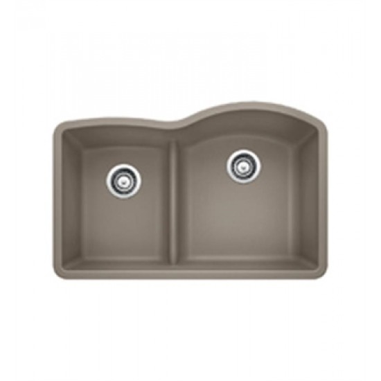 Blanco 441608 Diamond 32" Double Bowl Undermount Silgranit Kitchen Sink with low Divide in Truffle