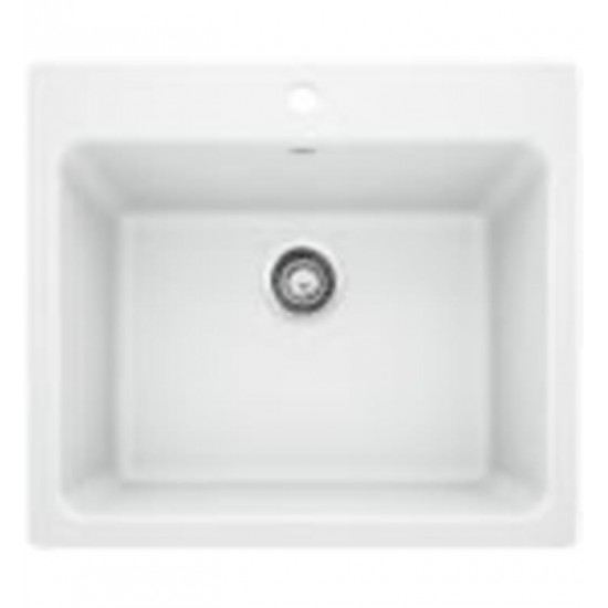 Blanco 401927 Liven 25" Single Bowl Drop In/Undermount Laundry Silgranit Kitchen Sink in White