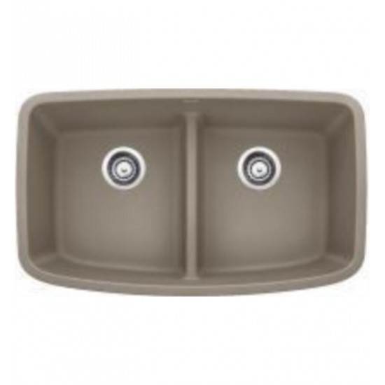 Blanco 442197 Valea 32" Equal Double Bowl Undermount Silgranit Kitchen Sink in Truffle