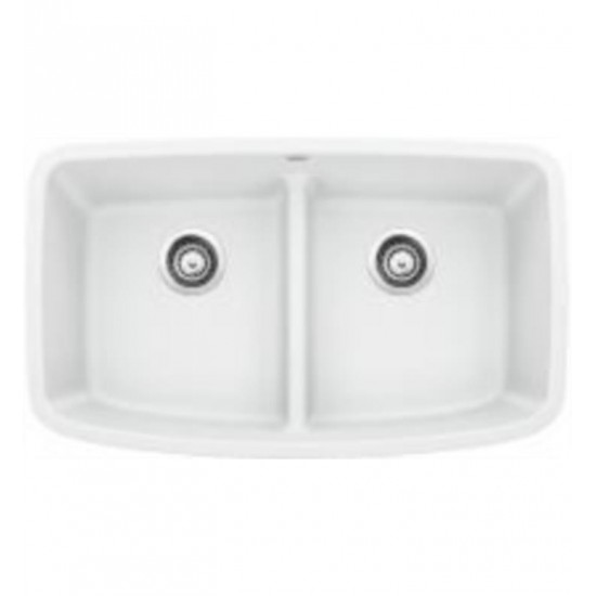 Blanco 442199 Valea 32" Equal Double Bowl Undermount Silgranit Kitchen Sink in White