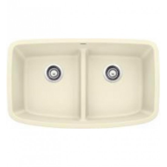 Blanco 442201 Valea 32" Equal Double Bowl Undermount Silgranit Kitchen Sink in Biscuit