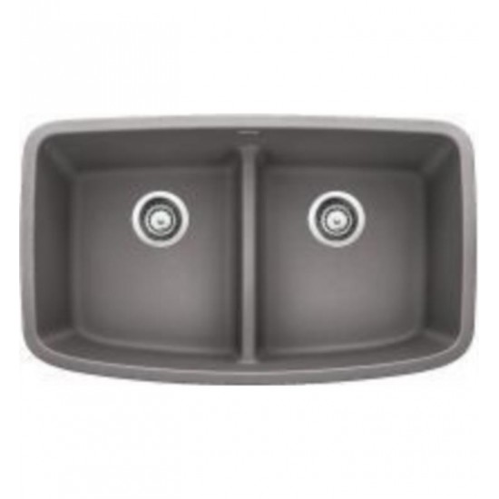 Blanco 442202 Valea 32" Equal Double Bowl Undermount Silgranit Kitchen Sink in Metallic Gray