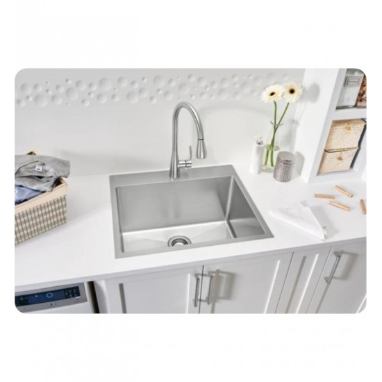 Blanco 522136 Quatrus 25" Single Bowl Drop In/Undermount R15 Laundry Stainless Steel Kitchen Sink