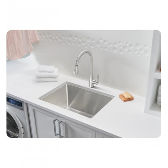 Blanco 522136 Quatrus 25" Single Bowl Drop In/Undermount R15 Laundry Stainless Steel Kitchen Sink