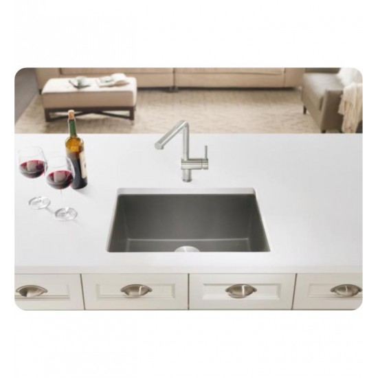 Blanco 522412 Precis 23 1/2" Single Bowl Undermount Silgranit Kitchen Sink in Cinder