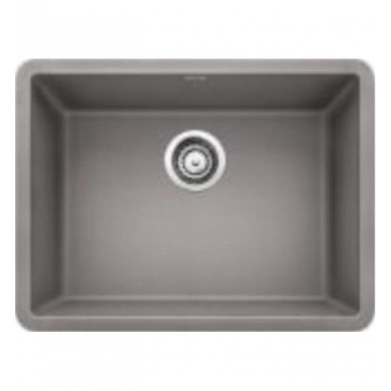 Blanco 522413 Precis 23 1/2" Single Bowl Undermount Silgranit Kitchen Sink in Metallic Gray