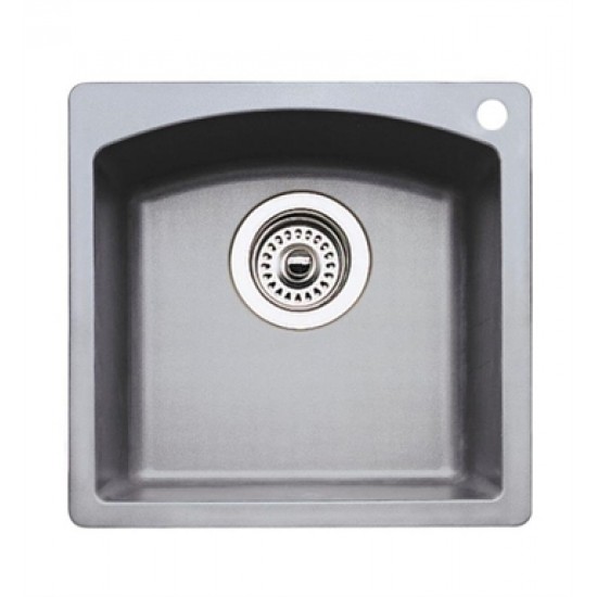 Blanco 440203 Diamond 15" Single Bowl Undermount Silgranit Bar Kitchen Sink in Metallic Gray