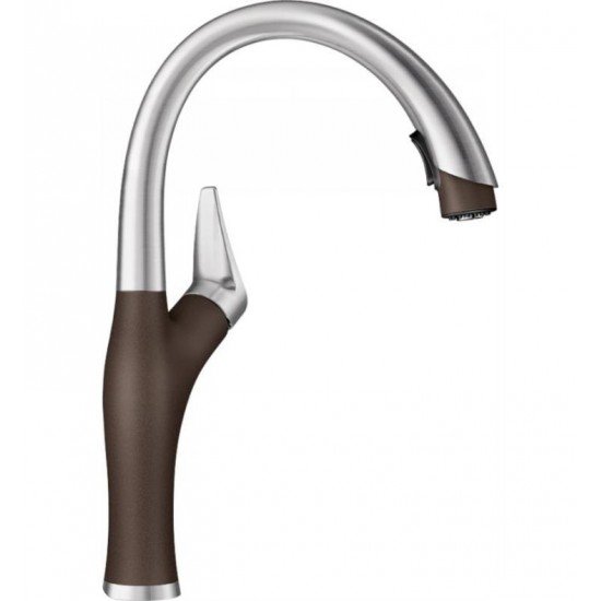 Blanco 442032 Artona 1.5 GPM Kitchen Faucet with Pulldown Dual Spray in Cafe Brown/Stainless Steel