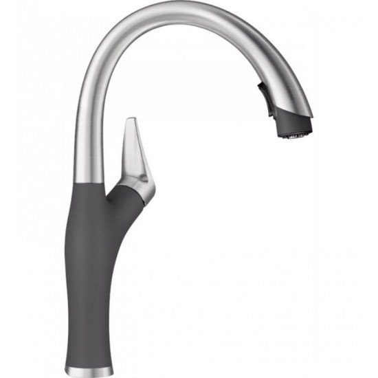 Blanco 442033 Artona 1.5 GPM Kitchen Faucet with Pulldown Dual Spray in Cinder/Stainless Steel