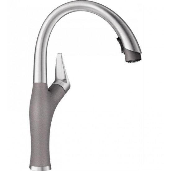 Blanco 442034 Artona 1.5 GPM Kitchen Faucet with Pulldown Dual Spray in Metallic Gray/Stainless Steel