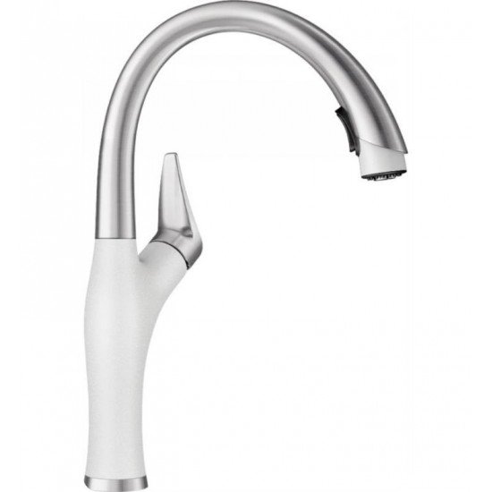 Blanco 442036 Artona 1.5 GPM Kitchen Faucet with Pulldown Dual Spray in White/Stainless Steel