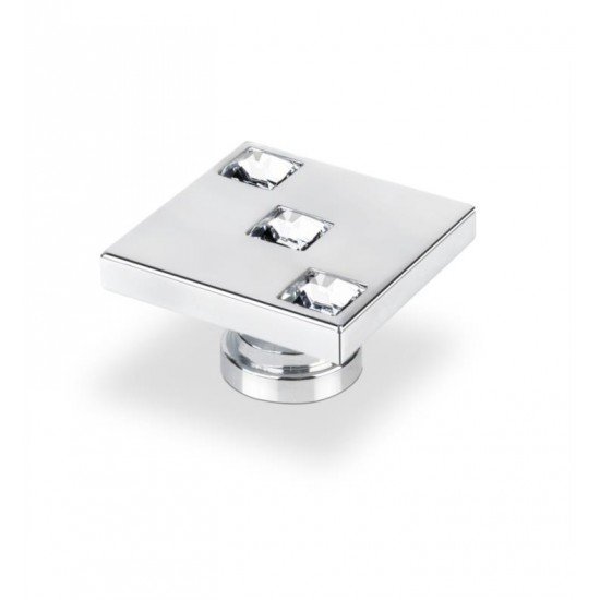 Topex P2052CRLSWA Crystal 1 3/4" Zinc Alloy Square Shaped Cabinet Knob in Chrome
