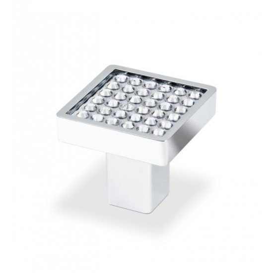 Topex P2058CRLSWA Swarovski Crystals 1" Small Square Cabinet Knob with Round Crystals