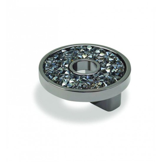 Topex P2084.33NSWAB Crystal 1 1/4" Metal Round Shaped Cabinet Knob in Blue Nickel