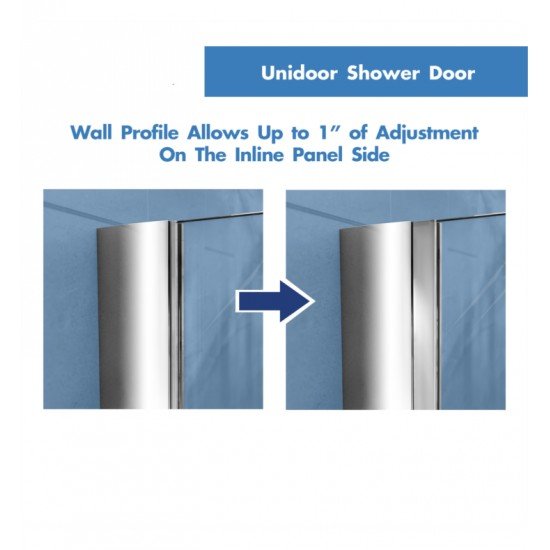 DreamLine SHDR-2 Unidoor Lux W 37" to 44" x H 72" Hinged Shower Door