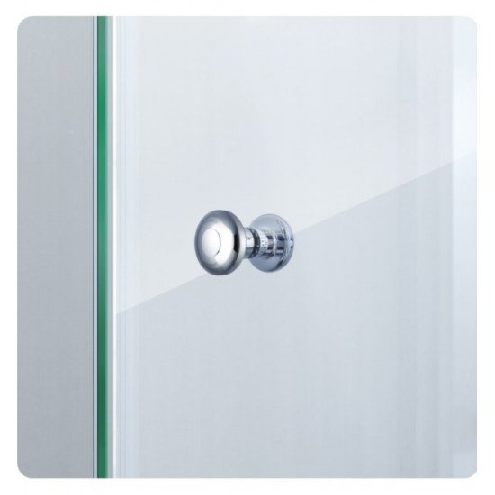 DreamLine DL-61-01CL Butterfly Frameless Bi-Fold Shower Door. Single Threshold Shower Base and QWALL-5 Shower Backwall Kit