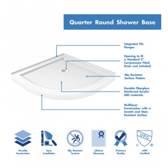 DreamLine DL-6101 Prime Frameless Sliding Shower Enclosure, Base and QWALL-4 Shower Backwall Kit