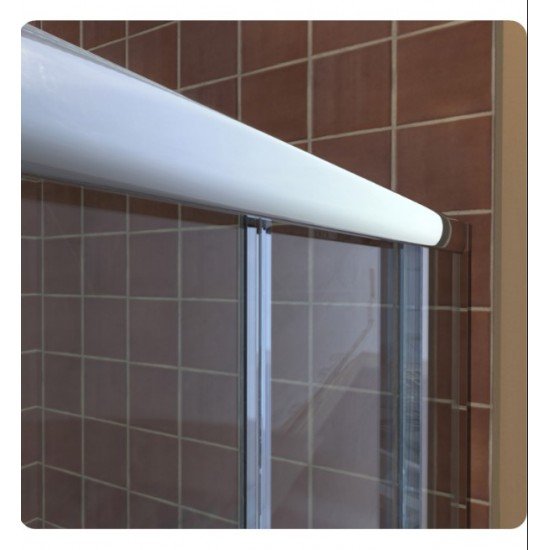 DreamLine DL-611 Visions Frameless Sliding Shower Door, Single Threshold Shower Base and QWALL-5 Shower Backwall Kit